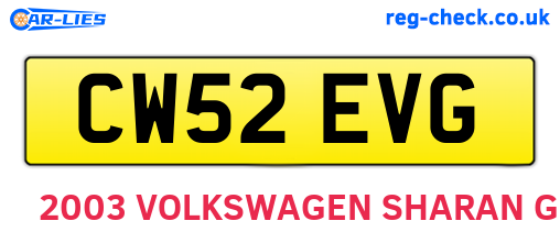 CW52EVG are the vehicle registration plates.