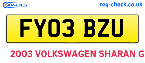 FY03BZU are the vehicle registration plates.