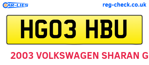HG03HBU are the vehicle registration plates.