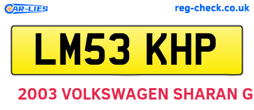 LM53KHP are the vehicle registration plates.