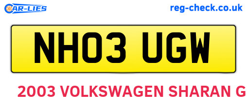 NH03UGW are the vehicle registration plates.