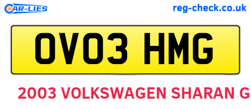 OV03HMG are the vehicle registration plates.