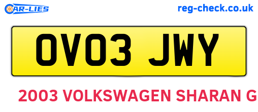 OV03JWY are the vehicle registration plates.