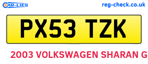PX53TZK are the vehicle registration plates.