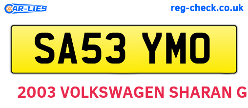 SA53YMO are the vehicle registration plates.