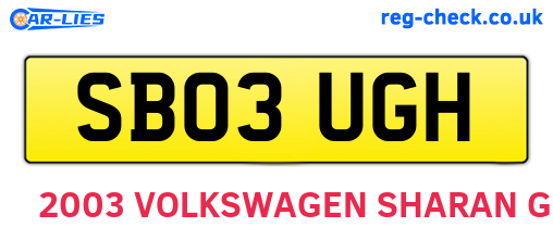 SB03UGH are the vehicle registration plates.