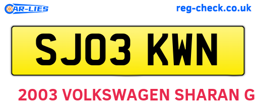 SJ03KWN are the vehicle registration plates.