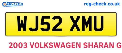 WJ52XMU are the vehicle registration plates.
