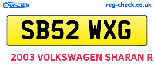 SB52WXG are the vehicle registration plates.