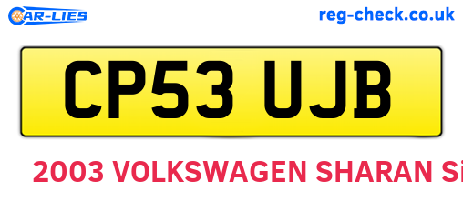 CP53UJB are the vehicle registration plates.