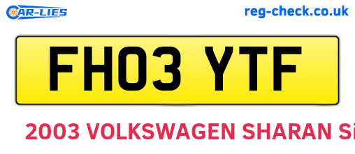 FH03YTF are the vehicle registration plates.