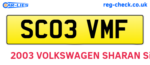 SC03VMF are the vehicle registration plates.