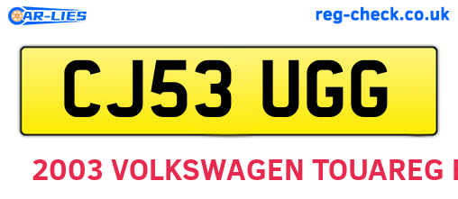 CJ53UGG are the vehicle registration plates.