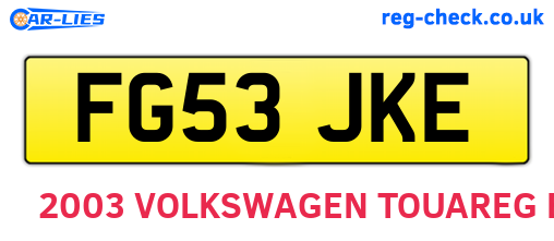 FG53JKE are the vehicle registration plates.