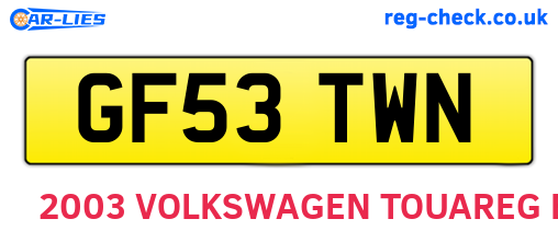 GF53TWN are the vehicle registration plates.