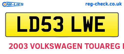 LD53LWE are the vehicle registration plates.