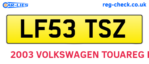 LF53TSZ are the vehicle registration plates.