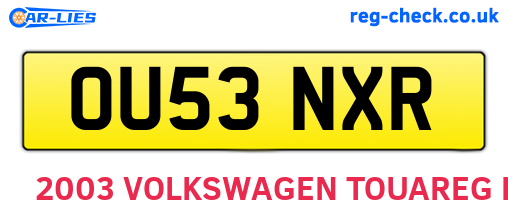 OU53NXR are the vehicle registration plates.