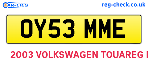 OY53MME are the vehicle registration plates.