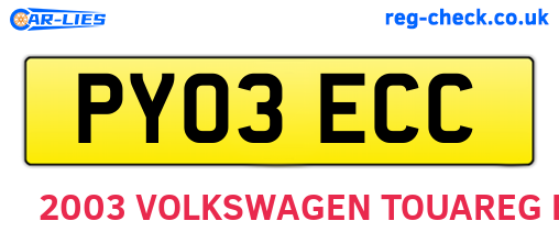 PY03ECC are the vehicle registration plates.
