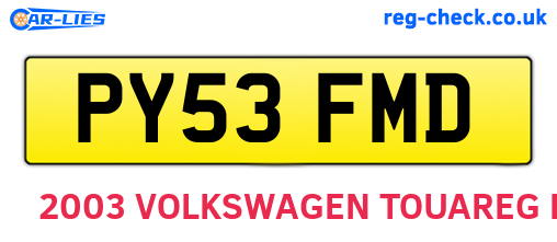 PY53FMD are the vehicle registration plates.