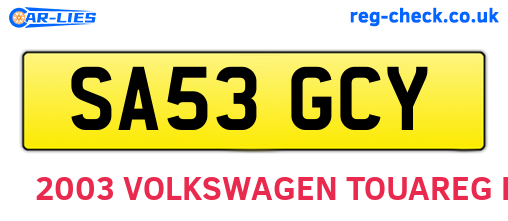SA53GCY are the vehicle registration plates.