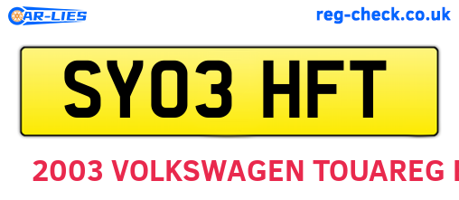 SY03HFT are the vehicle registration plates.