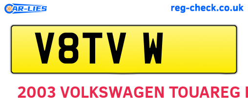 V8TVW are the vehicle registration plates.