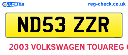 ND53ZZR are the vehicle registration plates.