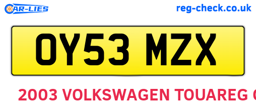 OY53MZX are the vehicle registration plates.