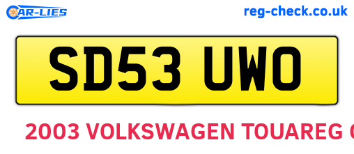 SD53UWO are the vehicle registration plates.