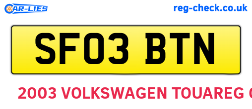 SF03BTN are the vehicle registration plates.