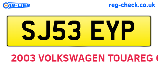 SJ53EYP are the vehicle registration plates.