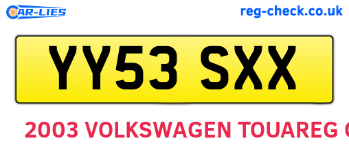 YY53SXX are the vehicle registration plates.