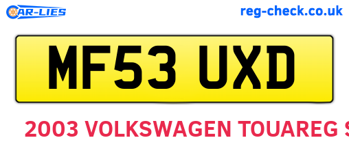 MF53UXD are the vehicle registration plates.
