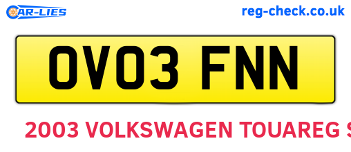 OV03FNN are the vehicle registration plates.