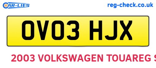 OV03HJX are the vehicle registration plates.