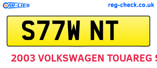 S77WNT are the vehicle registration plates.