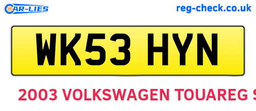 WK53HYN are the vehicle registration plates.