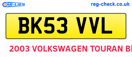 BK53VVL are the vehicle registration plates.