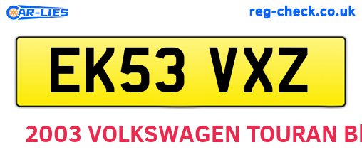 EK53VXZ are the vehicle registration plates.
