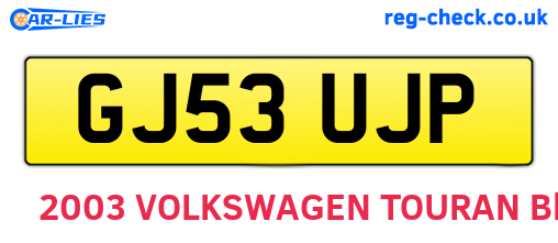 GJ53UJP are the vehicle registration plates.