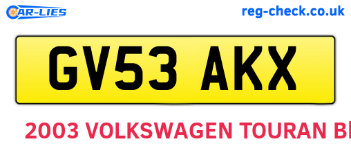 GV53AKX are the vehicle registration plates.