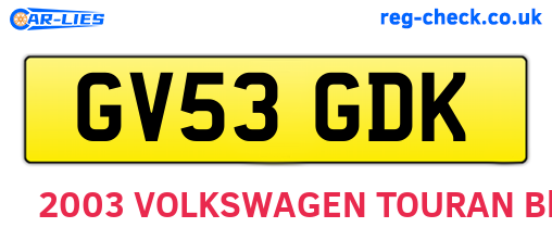 GV53GDK are the vehicle registration plates.