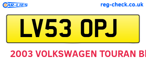 LV53OPJ are the vehicle registration plates.