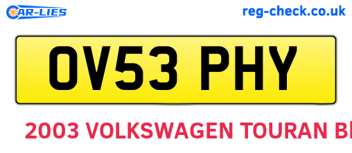 OV53PHY are the vehicle registration plates.