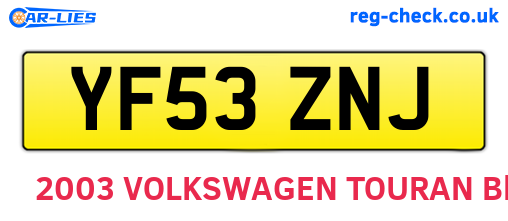 YF53ZNJ are the vehicle registration plates.