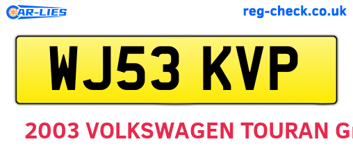 WJ53KVP are the vehicle registration plates.