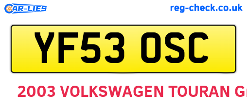 YF53OSC are the vehicle registration plates.