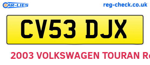 CV53DJX are the vehicle registration plates.